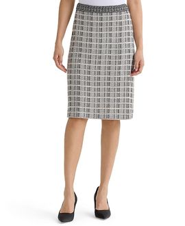 Ming Wang Ming Wang Contrast Stitch Tweed Knit A-Line Skirt
