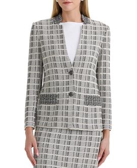 Ming Wang Ming Wang Contrast Stitch Tweed Knit Jacket