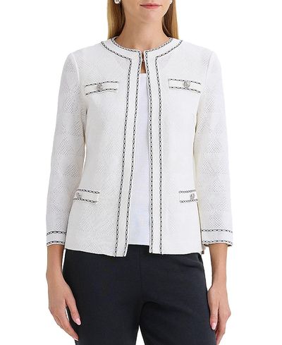 Ming Wang Ming Wang Diamond Faux Link Trim Knit Jacket