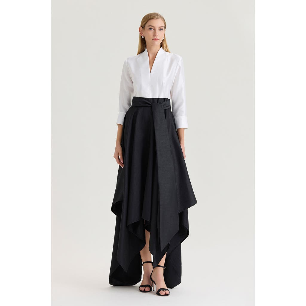 Ming Wang Ming Wang Family Savvy Fit-N-Flare Tie-Waist Woven Maxi Dress