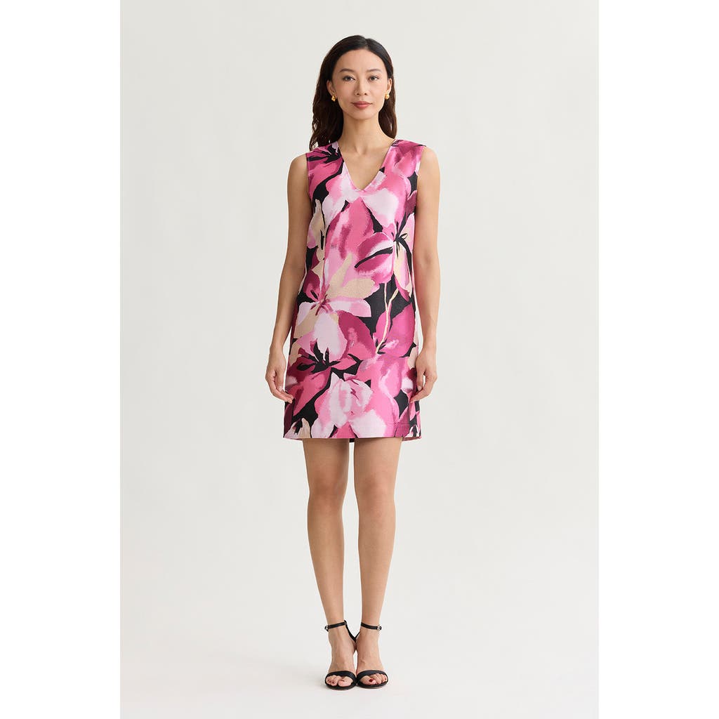 Ming Wang Ming Wang Family Savvy Shimmer Lined Floral Jacquard Woven Sheath Dress