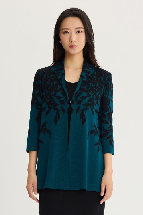 Ming Wang Ming Wang Floral Cascade Flat Knit Jacket