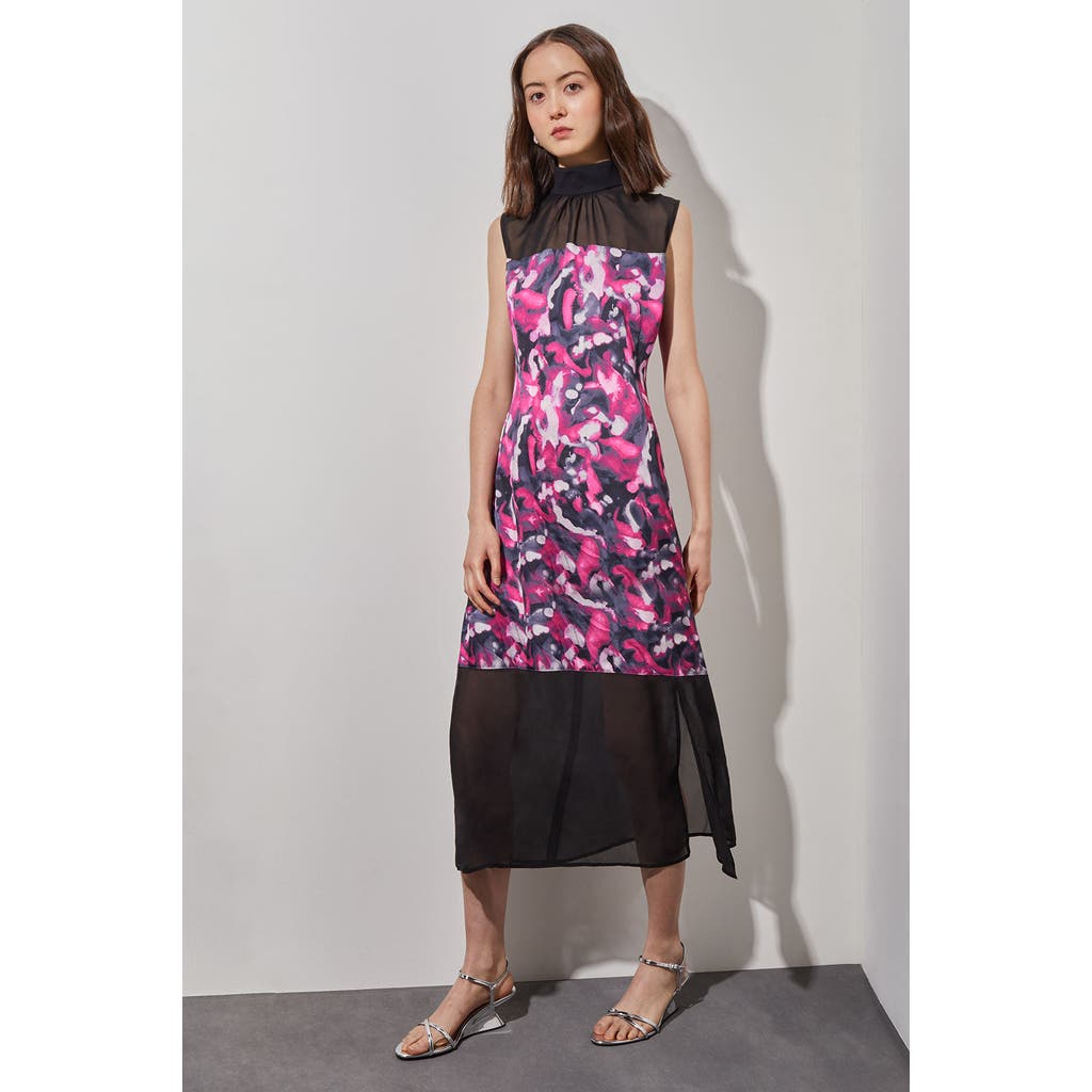 Ming Wang Ming Wang Floral Midi Sheath Dress