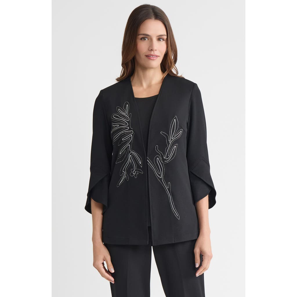 Ming Wang Ming Wang Floral Printed Stretch Deco Crepe Jacket