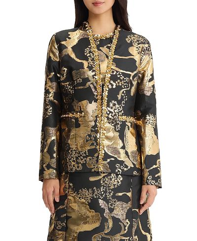 Ming Wang Ming Wang Gold Shimmer Sequin Woven Jacket