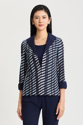 Ming Wang Ming Wang Heritage Mixed-Media Wing Collar Jacket