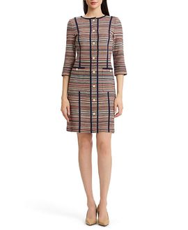 Ming Wang Ming Wang Horizontal Multi-Stitch Knit Sheath Dress