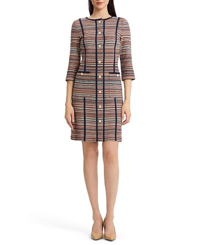 Ming Wang Ming Wang Horizontal Multi-Stitch Knit Sheath Dress