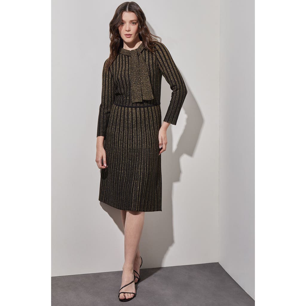Ming Wang Ming Wang Knee Length A-Line Ribbed Knit Dress