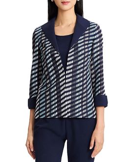 Ming Wang Ming Wang Mixed-Media Wing Collar Jacket