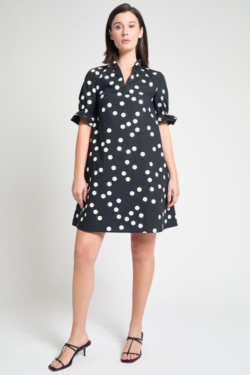Ming Wang Ming Wang Modern Fit Ruffle Detail Cotton Poplin Shift Dress