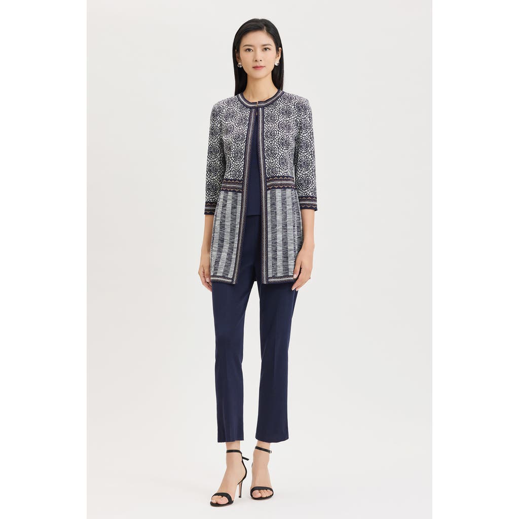 Ming Wang Ming Wang Multi Pattern Jacquard Knit Jacket