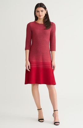 Ming Wang Ming Wang Ombre Chain Trim Textured Knit Dress