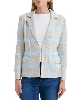 Ming Wang Ming Wang Plaid Knit Blazer