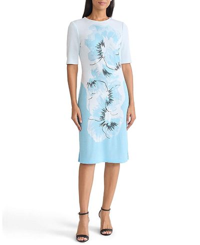 Ming Wang Ming Wang Plus Bold Floral Jacquard Knit Sheath Dress