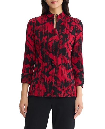 Ming Wang Ming Wang Plus Classic Abstract Flat Knit Jacket