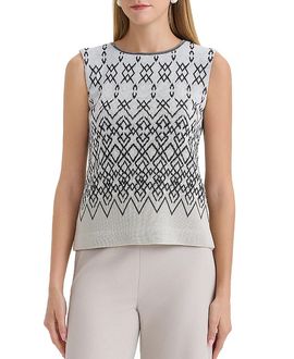 Ming Wang Ming Wang Plus Diamond Jacquard Knit Tank