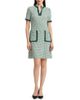 Ming Wang Ming Wang Plus Fringe Trim Basketweave Jacquard Knit Sheath Dress - 1
