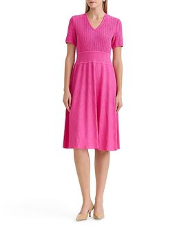Ming Wang Ming Wang Plus Size Multi-Stitch Soft Knit Fit and Flare Dress