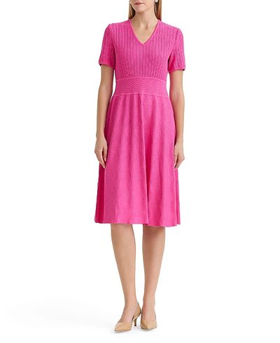 Ming Wang Ming Wang Plus Size Multi-Stitch Soft Knit Fit and Flare Dress