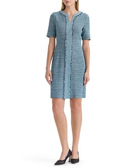 Ming Wang Ming Wang Plus Size Tweed Knit Fringe Accent Sheath Dress