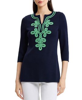 Ming Wang Ming Wang Plus Soutache Soft Knit Tunic