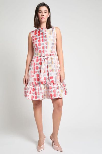 Ming Wang Ming Wang Polka Dot Woven A Line Dress
