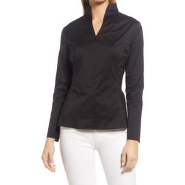 Ming Wang Ming Wang Quarter Zip Funnel Neck Shirt