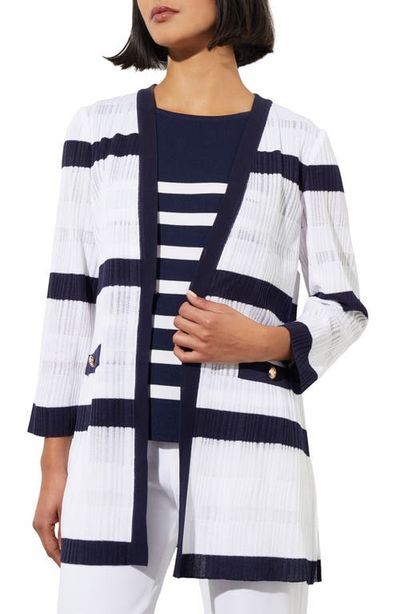 Ming Wang Ming Wang Rib Stripe Sheer Knit Jacket