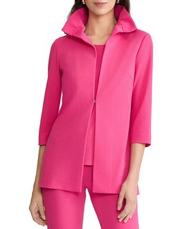 Ming Wang Ming Wang Ruffle Neck Deco Crepe Jacket