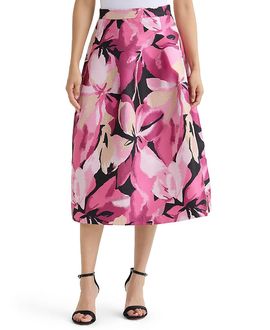Ming Wang Ming Wang Shimmer Lined Woven Midi Skirt