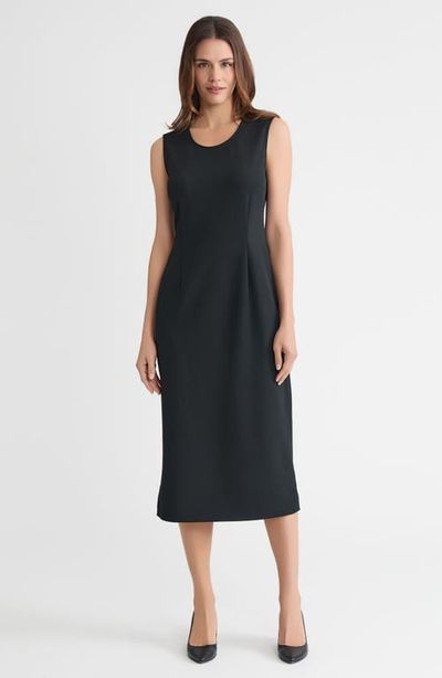 Ming Wang Ming Wang Stretch Deco Crepe Sheath Midi Dress