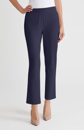 Ming Wang Ming Wang Stretch Deco Crepe Straight-Leg Pants