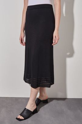 Ming Wang Ming Wang Striped Burnout Hem Midi Skirt
