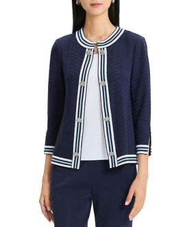 Ming Wang Ming Wang Tonal Herringbone Knit Jacket