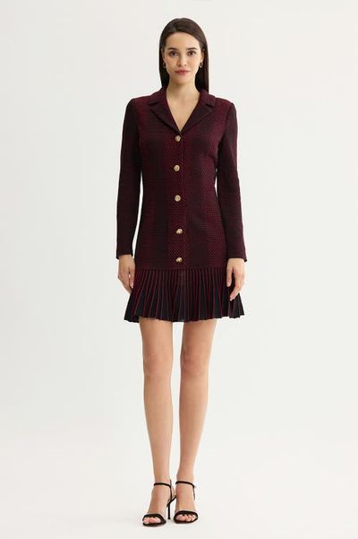 Ming Wang Ming Wang x Anna Marie A-Line Flounce Hem Tweed Knit Dress