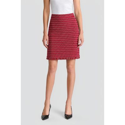 Ming Wang Ming Wang x Anna Marie A-Line Fringe Trim Tweed Knit Skirt