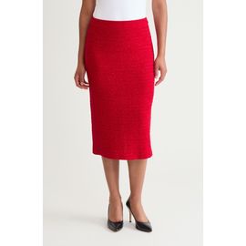 Ming Wang Ming Wang x Tanya Foster Tonal Eyelash Tweed Midi Pencil Skirt