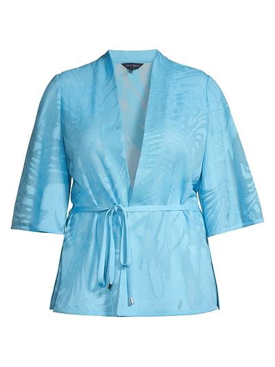Ming Wang Women's Belted Knit Jacquard Sweater