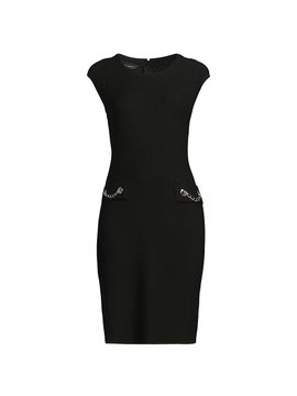 Ming Wang Women's Chain-Link Trimmed Cap-Sleeve Knee-Length Dress