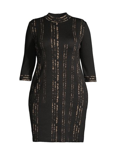Ming Wang Women's Knit Metallic Mock Turtleneck Dress