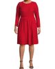 Ming Wang Women's Ming Wang x Tanya Foster Plus Tonal-Stitch Knit Fit & Flare Dress - 3