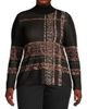 Ming Wang Women's Plaid Jacquard Knit Turtleneck Tunic - 3