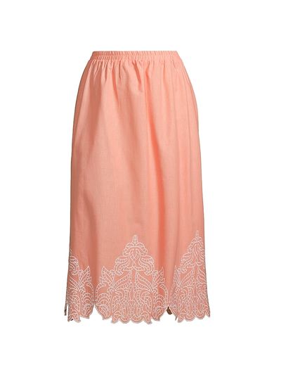 Ming Wang Women's Plus Embroidered Hem Maxi Skirt