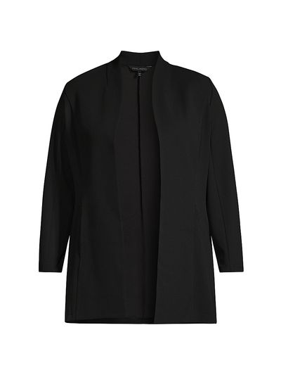 Ming Wang Women's Plus Size Deco Crepe Open-Front Jacket