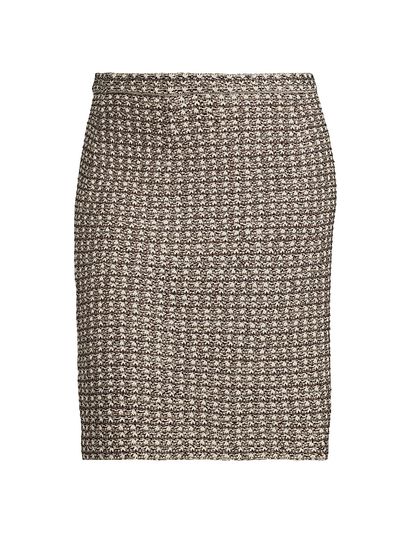 Ming Wang Women's Plus Size Pencil Tweed Knee-Length Skirt