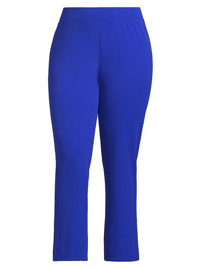 Ming Wang Women's Plus Stretch Deco Crepe Straight-Fit Pants