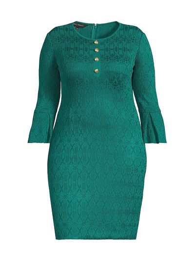Ming Wang Women's Plus Tonal Multi-Stitch Sheath Knee-Length Dress
