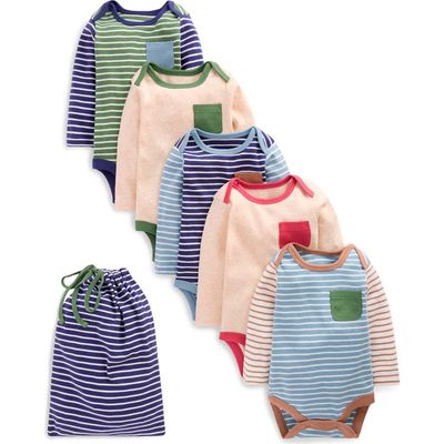 Mini Boden Mini Boden 5-Pack Assorted Long Sleeve Cotton Bodysuits