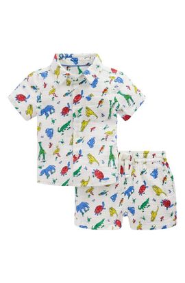 Mini Boden Mini Boden Cotton Gauze Short Sleeve Button-Up & Shorts Set